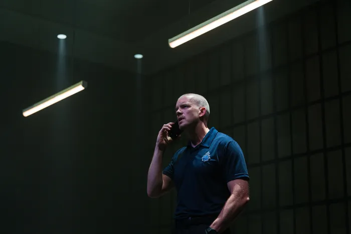 Russell Tovey as emergency call handler Joe in The Guilty at the Donmar Warehouse