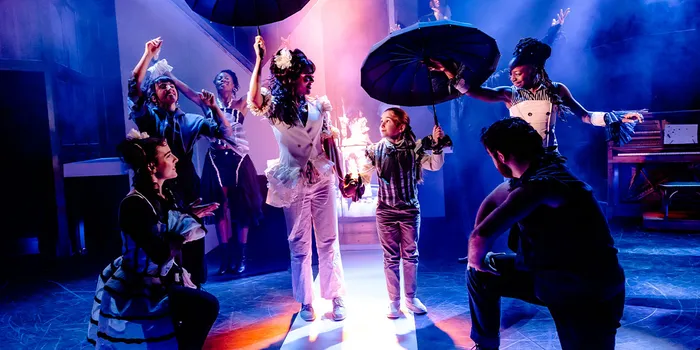 Aimie Atkinson with ensemble in Saving Mozart at The Other Palace
